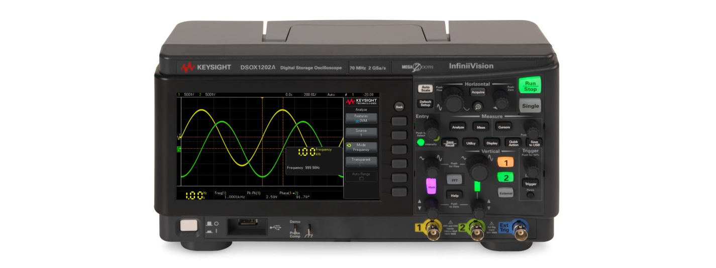 DSOX1202A 示波器：70/100/200 MHz，2 個模擬通道